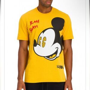 ICEBERG | Blah Blah Mickey Face Yellow Graphic T-Shirt Men’s Size Large
